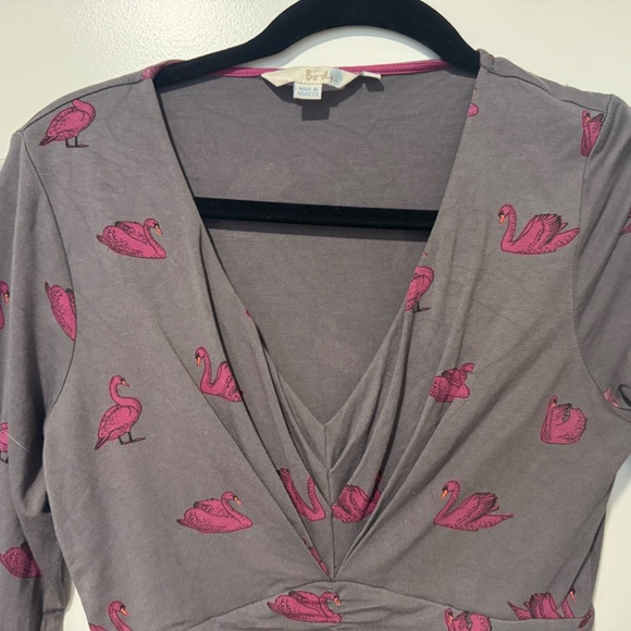 Boden Marion Jersey Tunic Gray Swan Print size 6R UK (Fits like a womens small) - Picture 4 of 4